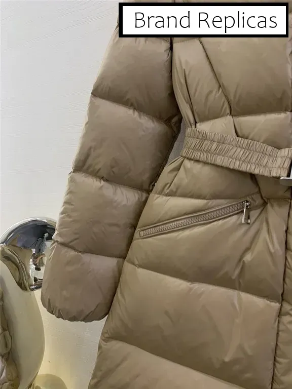 Moncler waist hooded long down jacket